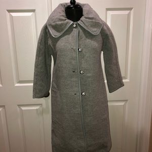 Grey Vintage Helen Wang Wool Swing Coat Jacket XS
